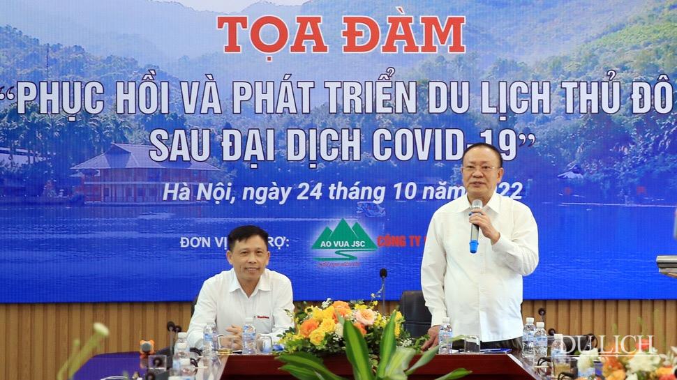 Phó Chủ tịch Hiệp hội Du lịch Việt Nam, Chủ tịch Hiệp hội Du lịch Hà Nội Nguyễn Mạnh Thản phát biểu.